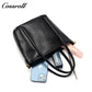 Women's Waxed Cowhide Large Capacity Tote Bag, Vintage Commuter Handbag, Shoulder & Crossbody Bag with Detachable Strap