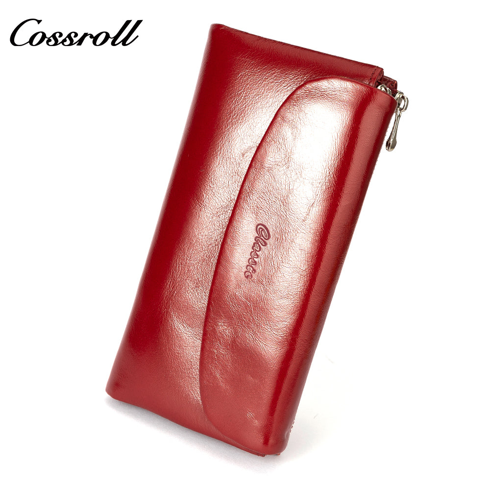 Innovative Design ladies purses multiple slots geniune leather wallet oil wax leather