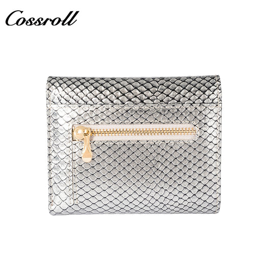 Fashion serpentine leather folding short small purse temperament 2024 new soft cowhide money clip big money clip