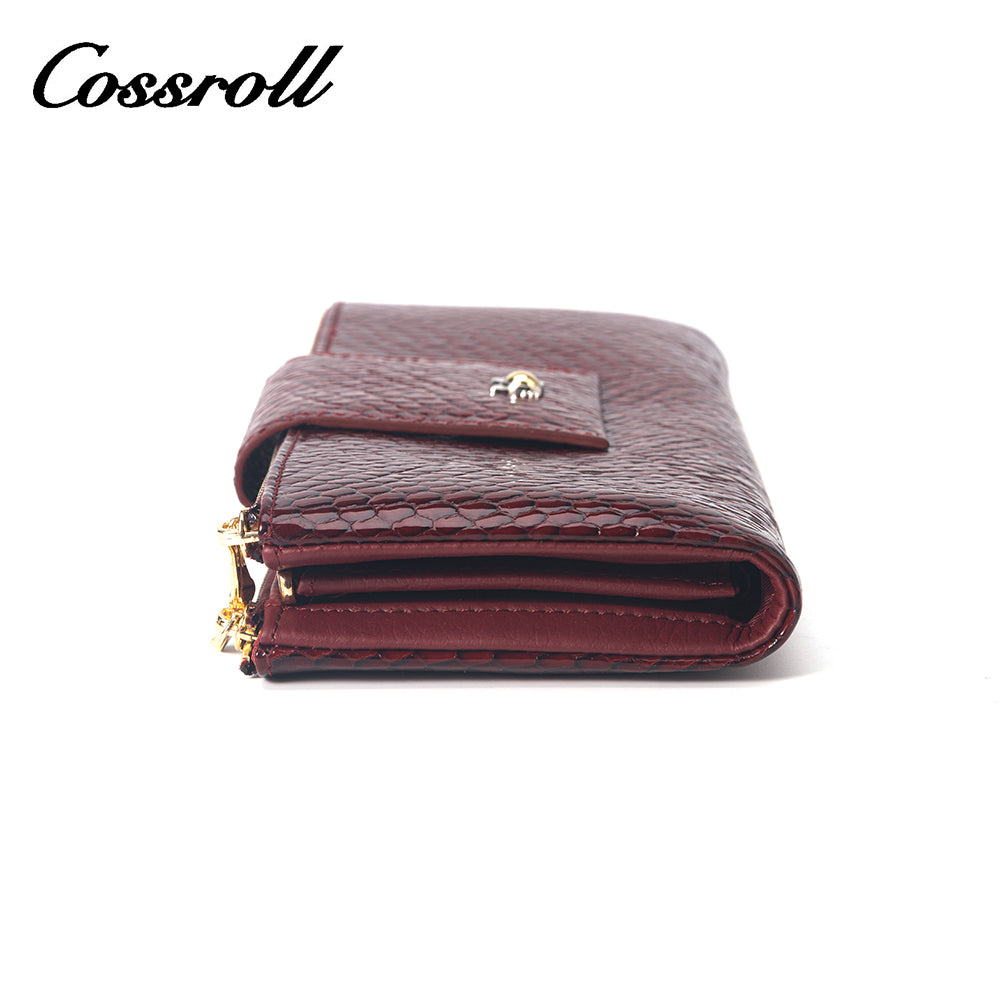 New Product Ideas wine red women's leather zip wallet With Favorable Discount