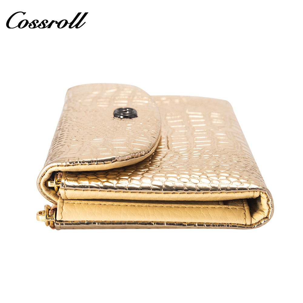 2023 New Design leather fasion slim wallet custom logo   crocodile texture Genuine Leather