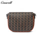 Vintage C Monogram Saddle Bag for Women, Contrast Brown Leather Buckle Flap Crossbody Shoulder Purse