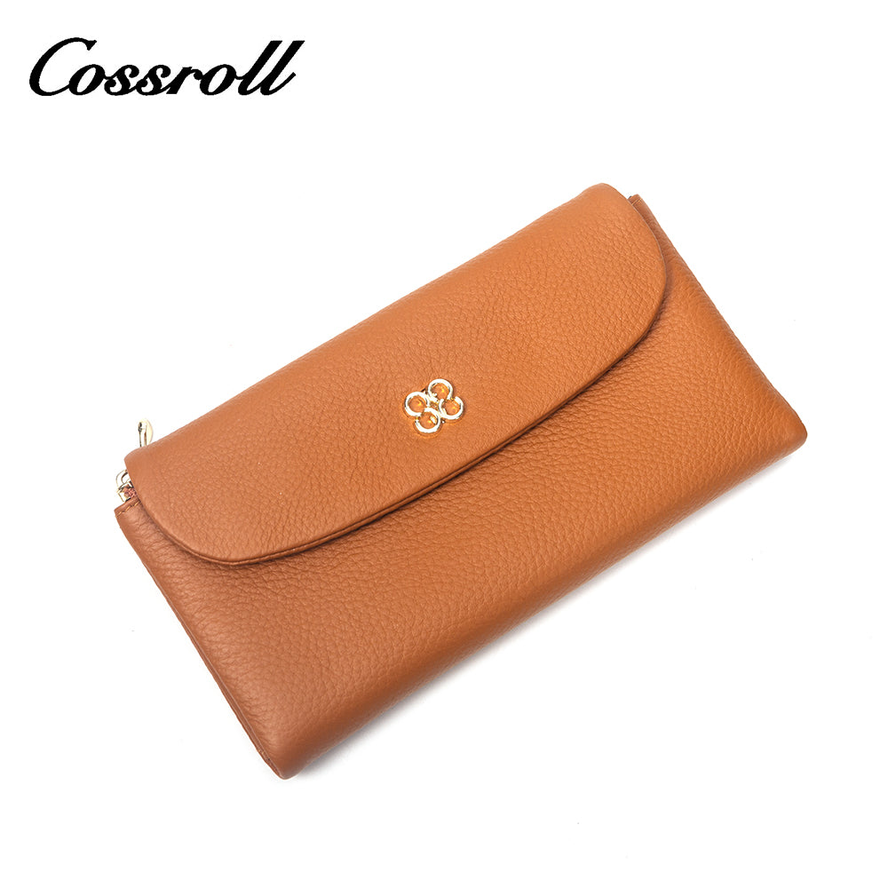 Cheap Wholesale orange yellow nice leather wallets for women With High Quality Custom