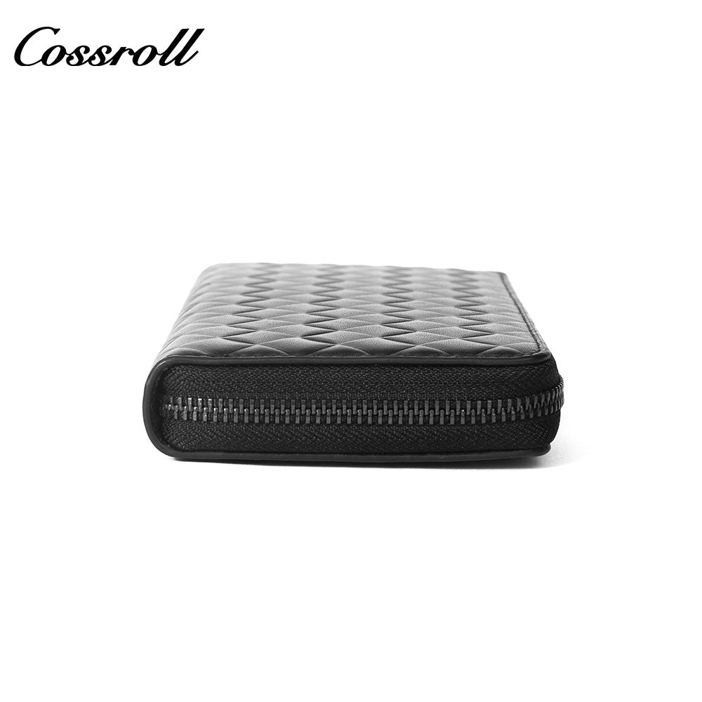 Men's Diamond Quilted Long Zip Around Wallet, Large Capacity Multi-Slot Clutch Purse, All-in-One Long Wallet for Daily Commute, Coins & ID Documents