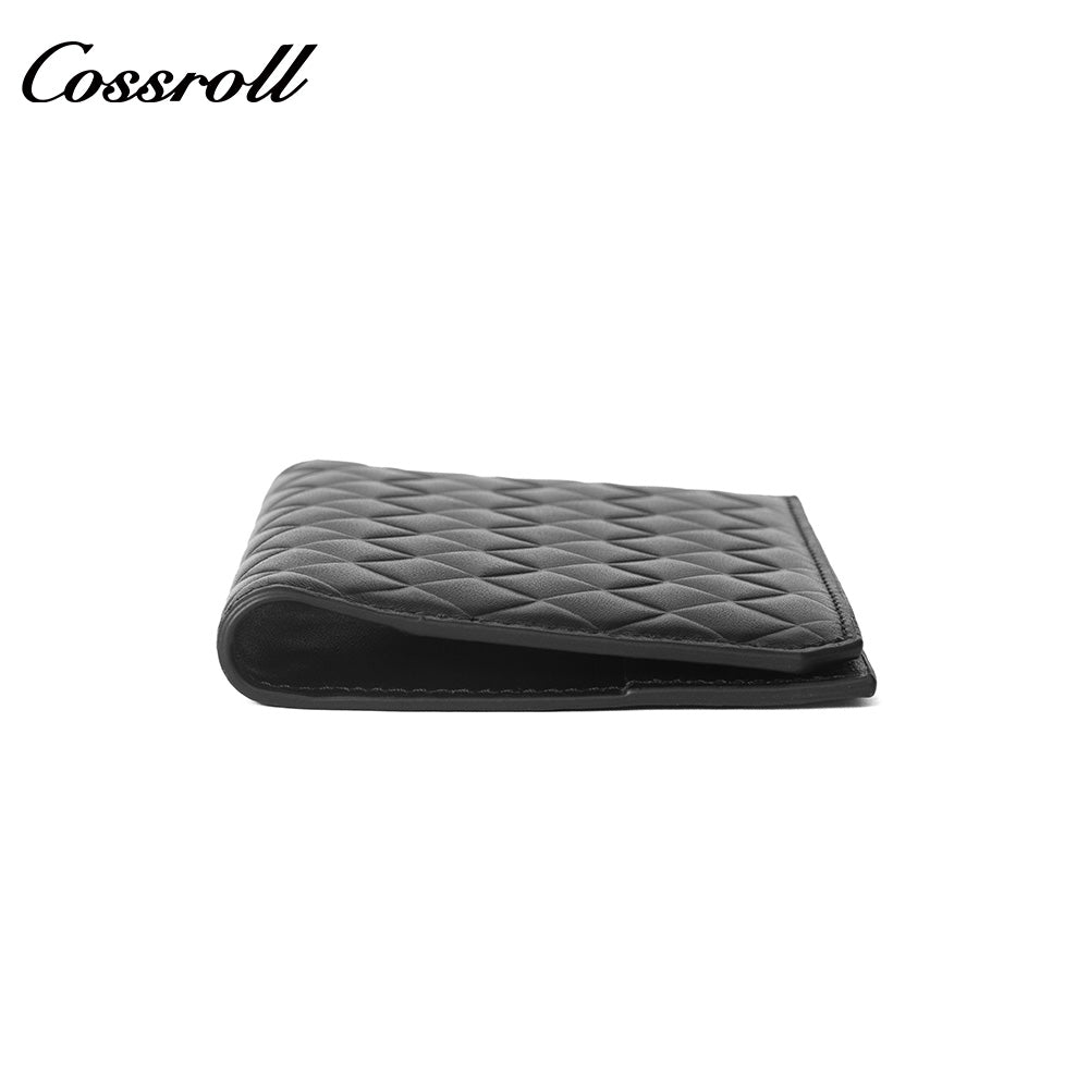 Diamond Quilted Genuine Leather Bifold Short Card Wallet, Ultra Slim Multi-Slot Business ID Card Holder