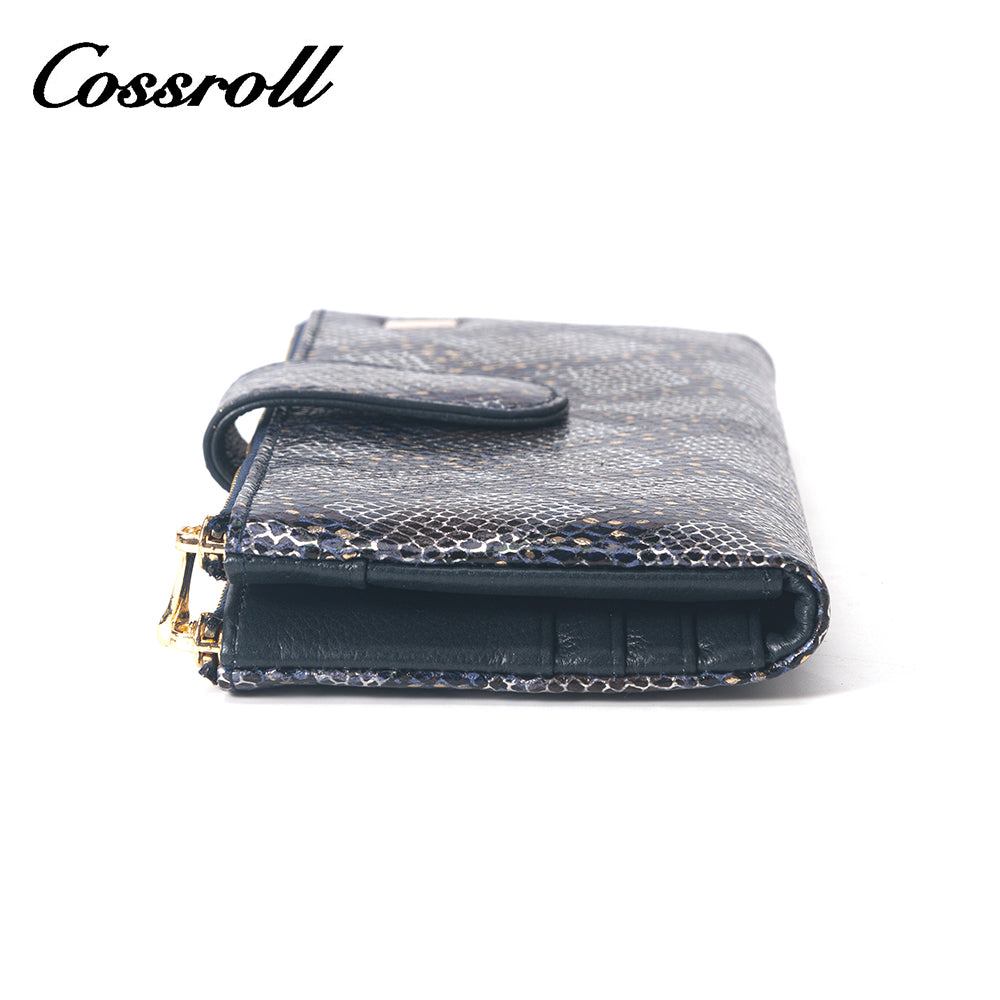 High Quality dark blue extra large women's leather wallets With High Material