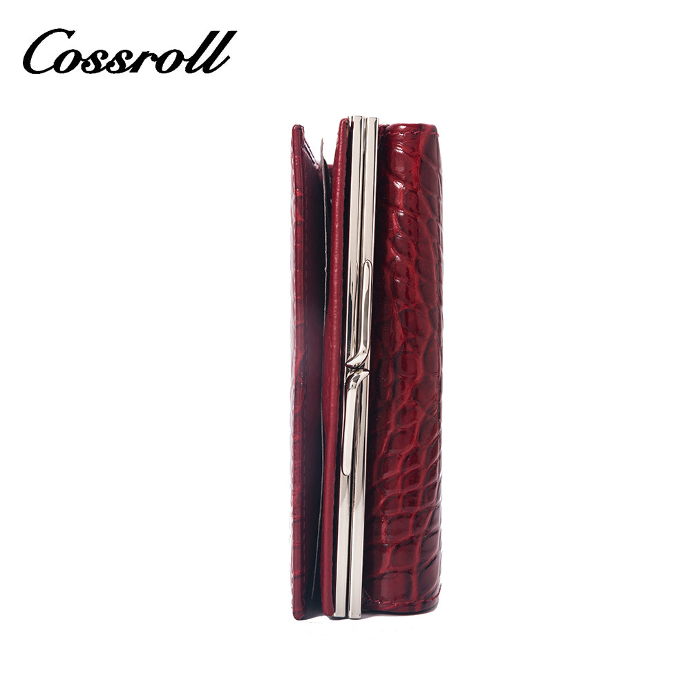 Wholesale Direct Sales red women's small leather bifold wallet With new materials