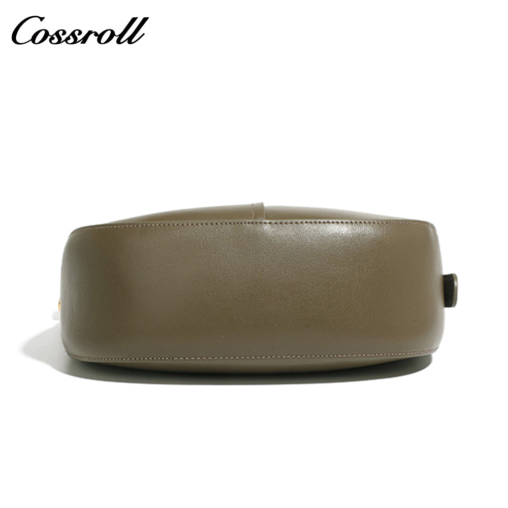 2024 new Korean semi-round saddle bag small fashion leather single shoulder crossbody cowhide female bag simple casual bag