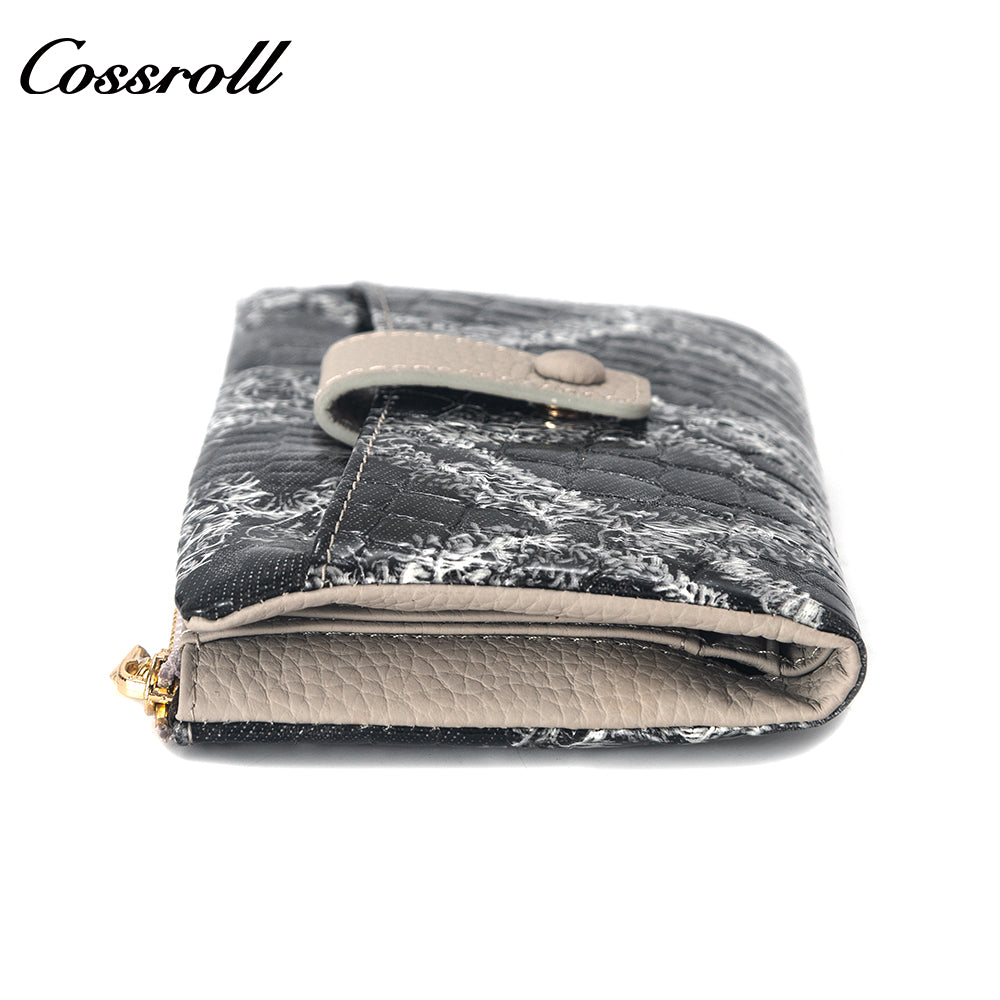 Best Selling Quality ladies dollar bill wallet crocodile texture Genuine Leather