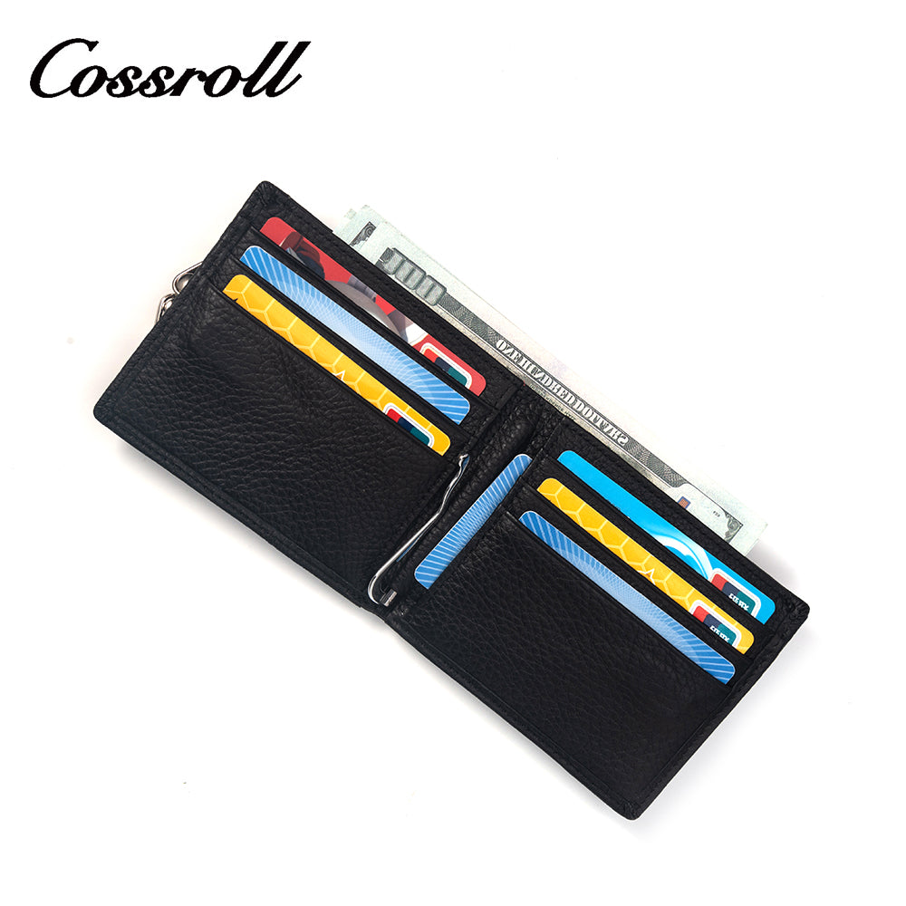 Black short zipped leather wallet