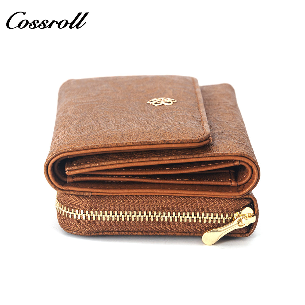 Factory custom 2023 fashion vintage pattern purse women's long and short leather purse holding large capacity wallet