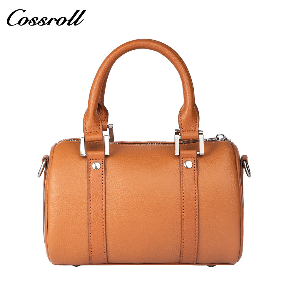 Top-grain leather Boston bag, premium vintage handbag for women, can be carried by hand, on the shoulder, or crossbody