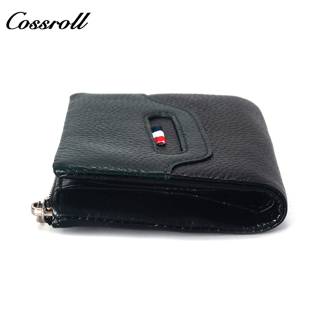 Factory custom short simple leather purse for women cowhide coin bag for women purse money clip