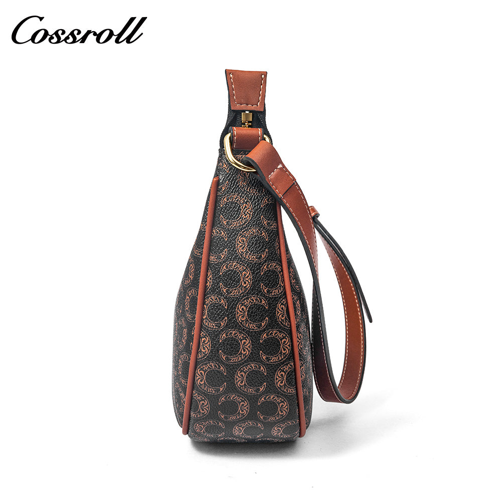 Vintage Monogram Underarm Bag for Women, C Pattern Print, Adjustable Strap, Shoulder & Crossbody Bag, Versatile Daily Commute Purse