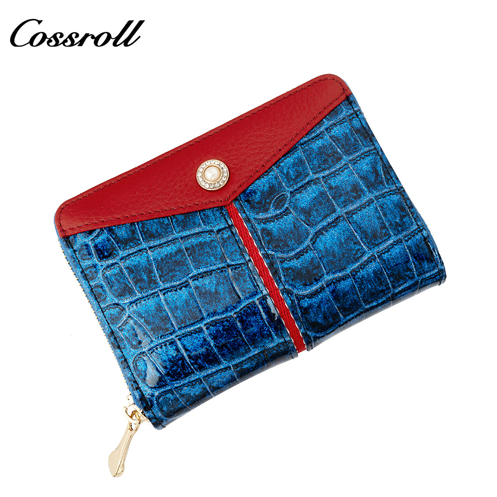 Factory Directly Supply Wallets for women  crocodile texture patent leather