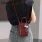 Premium sense of head layer cowhide leather cell phone bag mini exquisite cute handheld shoulder bag