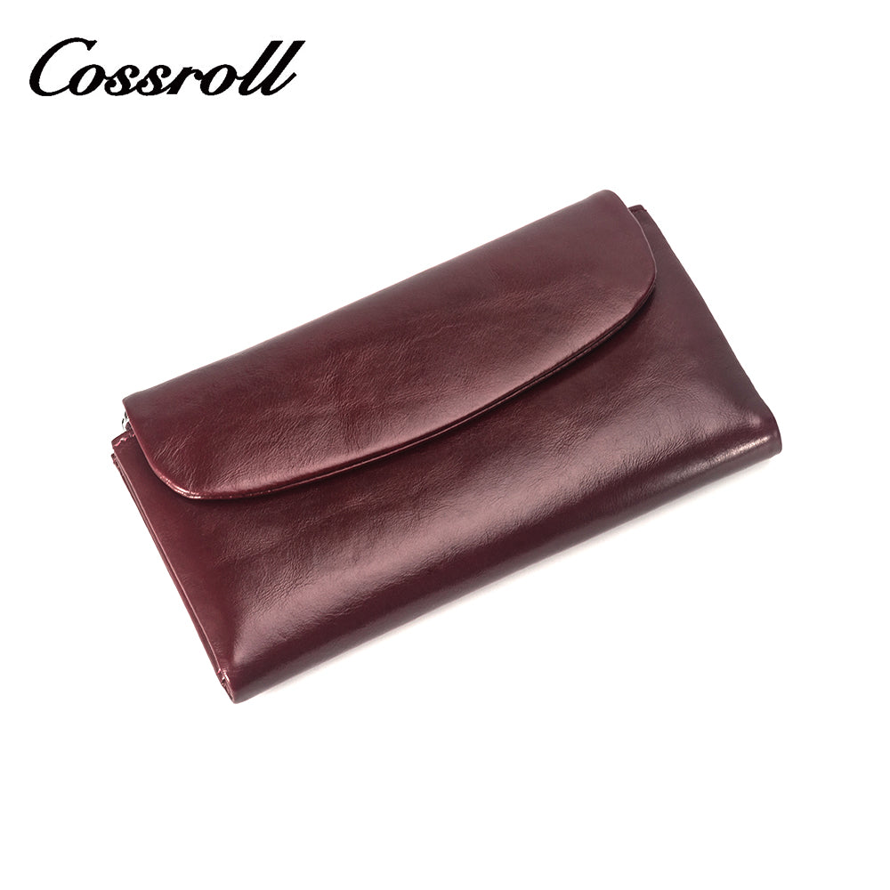 Waxed Women's genuine Leather Long Wallet