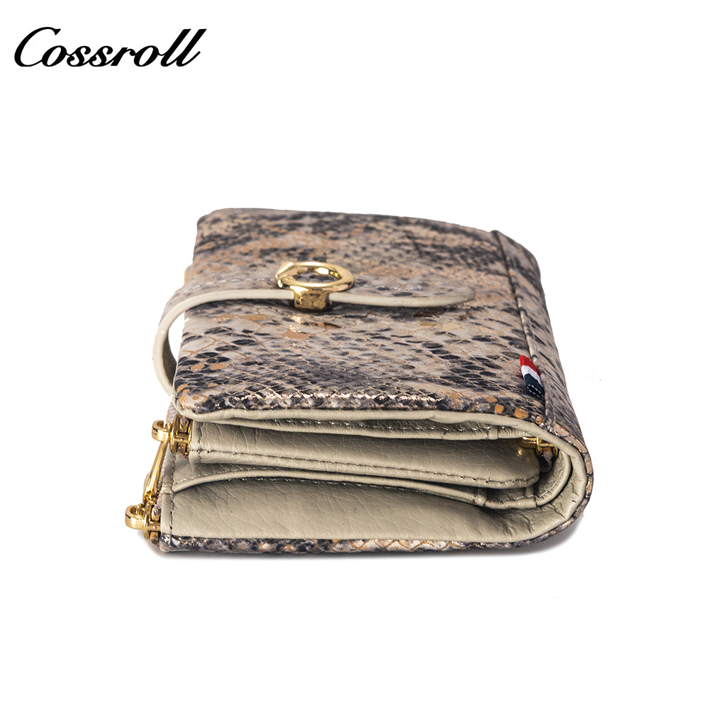 Manufacturers customized serpentine leather purse women's long cowhide women's multi-layer multi-card large capacity