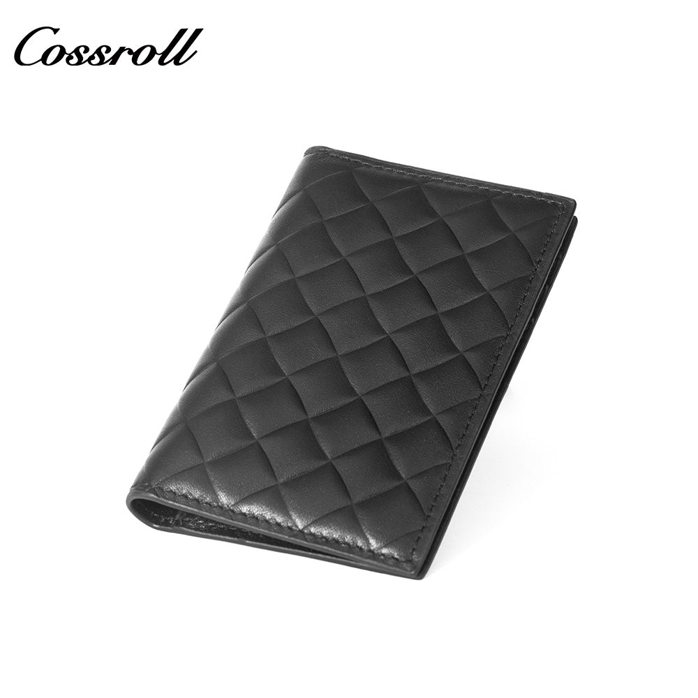 Diamond Quilted Genuine Leather Bifold Card Wallet, Multi-Layer Slots Portable Card Holder for Passport, ID Documents & Daily Cards