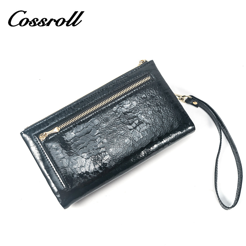 Wholesale New Design black leather zip wallet for women With Name Brand Wholesale