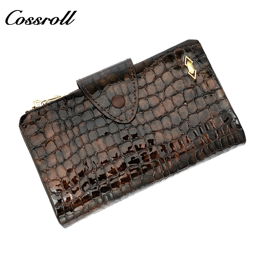 Best Selling Quality ladies dollar bill wallet crocodile texture Genuine Leather