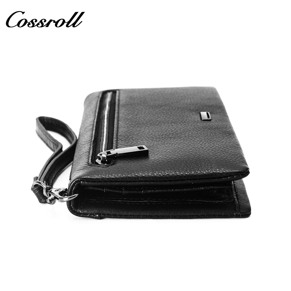 2024 New Genuine Leather Men's Wallet Long Zipper Large Capacity Clutch Cowhide Clutch Bag Best-Selling Wallet