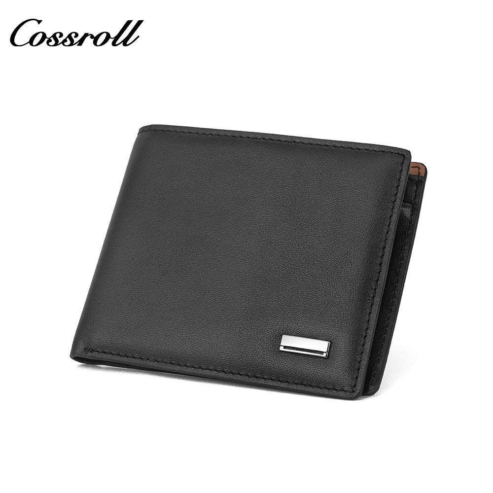 Men's Genuine Leather Bifold Wallet, Slim Business Daily Purse with Multiple Card Slots