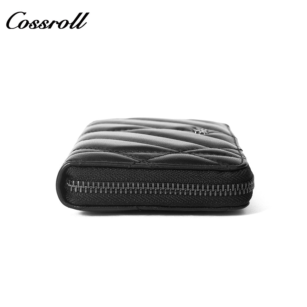 Women's Diagonal Quilted Long Zip Around Wallet, Genuine Leather Large Capacity Multi Card Slots Hand Purse, All-in-One Bag for ID Cards & Coins