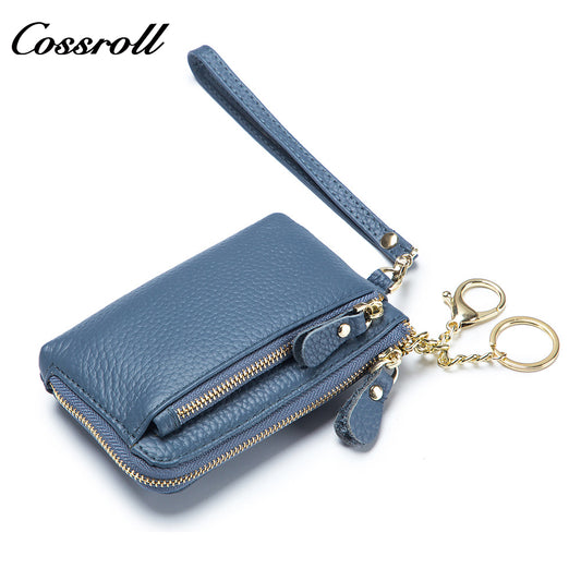 Leather coin purse Women's large capacity mini storage bag Multi-functional short zipper purse clutch bag