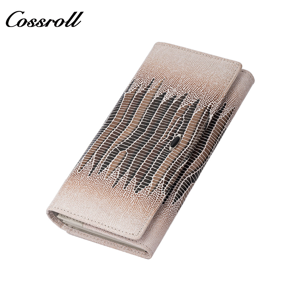 Women's long wallet, large capacity, fashionable crocodile-embossed leather, multi-card slot design