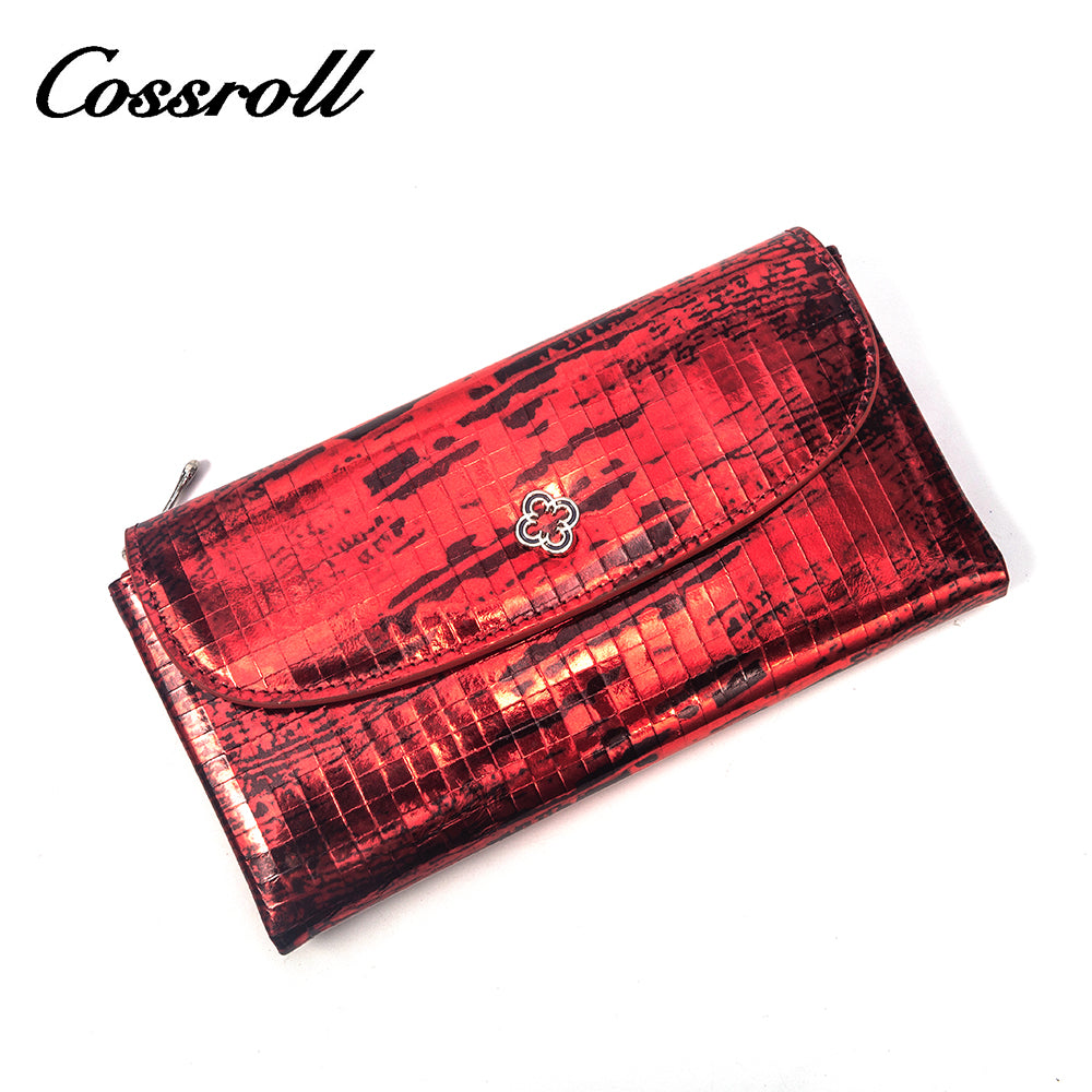 New Design red leather women's wallet pattern With Custom Logo No Minimum