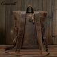 Vintage Crazy Horse Leather Backpack for Men, Genuine Leather Large Capacity Travel Backpack