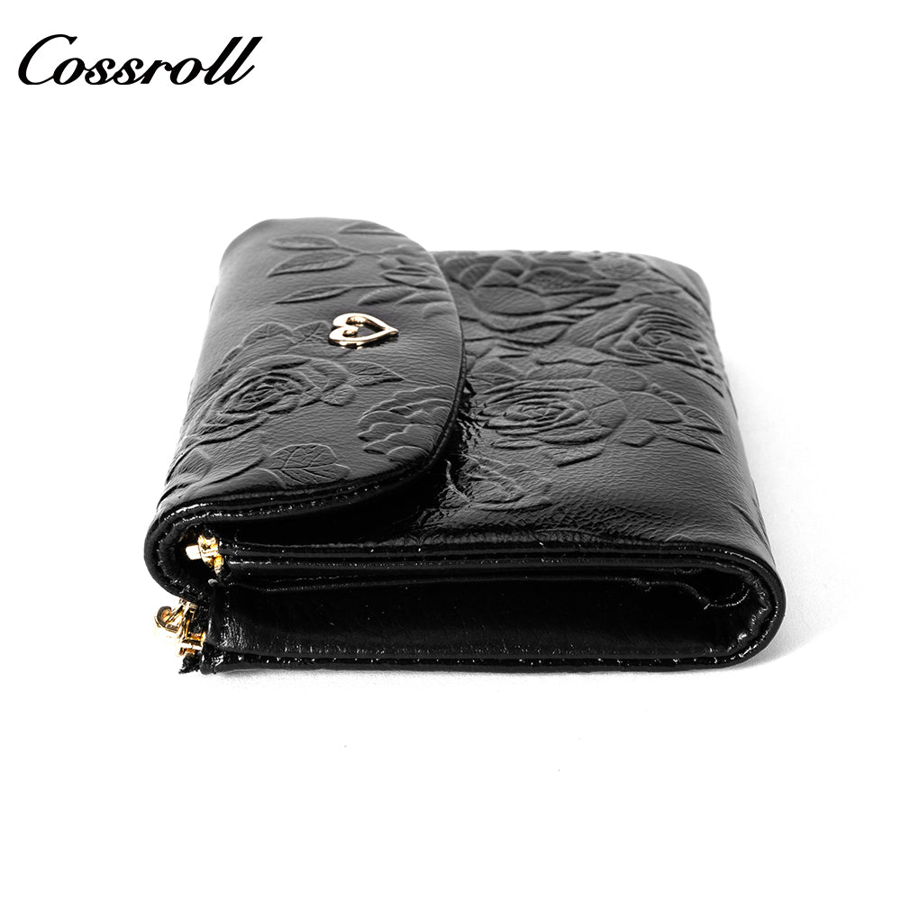 Manufacturers custom cowhide embossed women's purse large capacity European and American leather vintage money clip