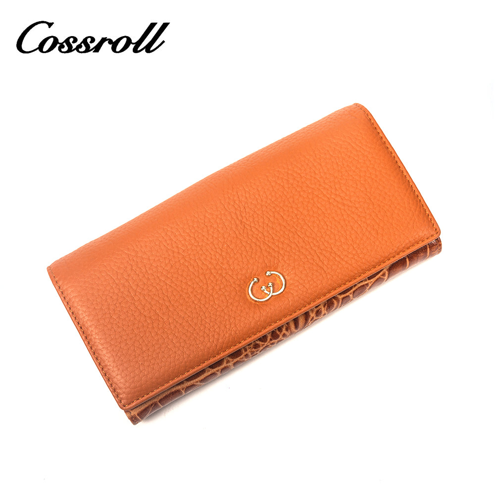 2023 New Materials orange leather wallet wristlet women's With Good Goods