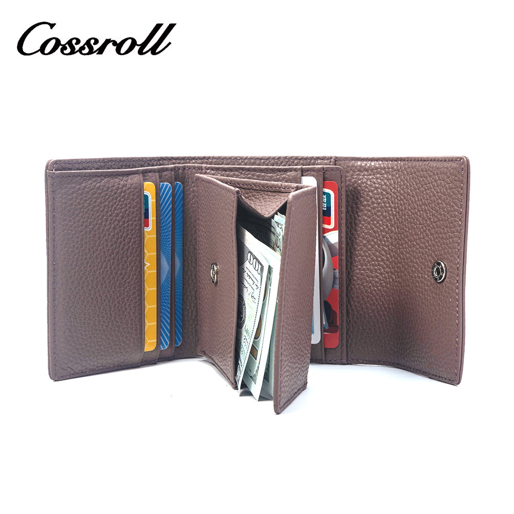 New Material Metal Pattern Short Wallet Genuine Leather