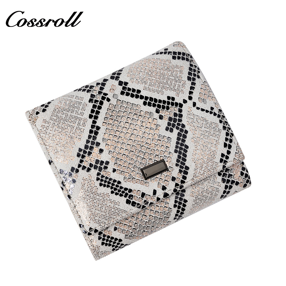 Manufacturers custom foreign trade new wallet female leather short snake wallet cowhide high-end wallet card bag certificate bag