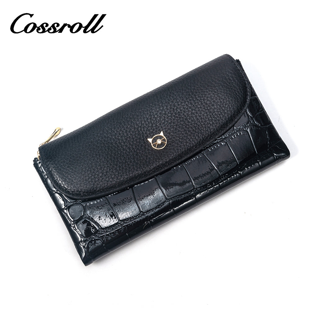 Wholesale High Quality black real leather wallet women's With Custom Design