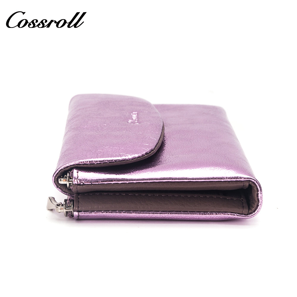 2023 Hot New Products genuine trifold  leather purse women pearl pattern