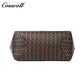 Women Vintage C Monogram Genuine Leather Tote Bag, Large Capacity Commuter Shoulder Handbag