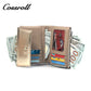 New Material Metal Pattern Short Wallet Genuine Leather