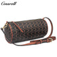 Women Vintage C Monogram Cylinder Bag, Genuine Leather Dual-use Shoulder & Crossbody Barrel Purse