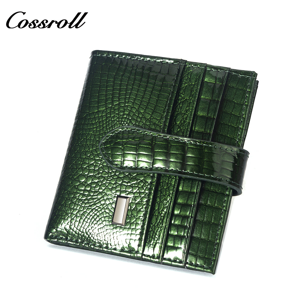 China Professional Customized luxury leather designer Multi-card package crocodile texture patent leather