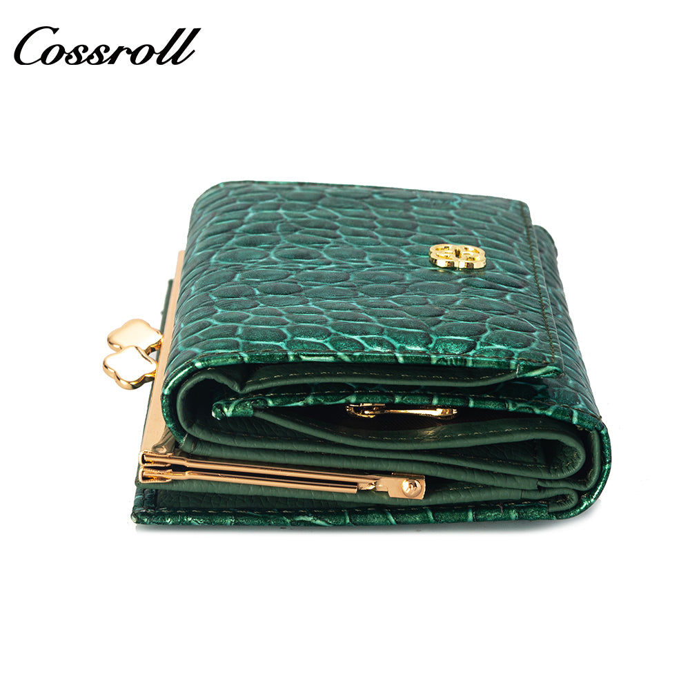 2023 New Design leather fasion slim wallet custom logo   crocodile texture Genuine Leather