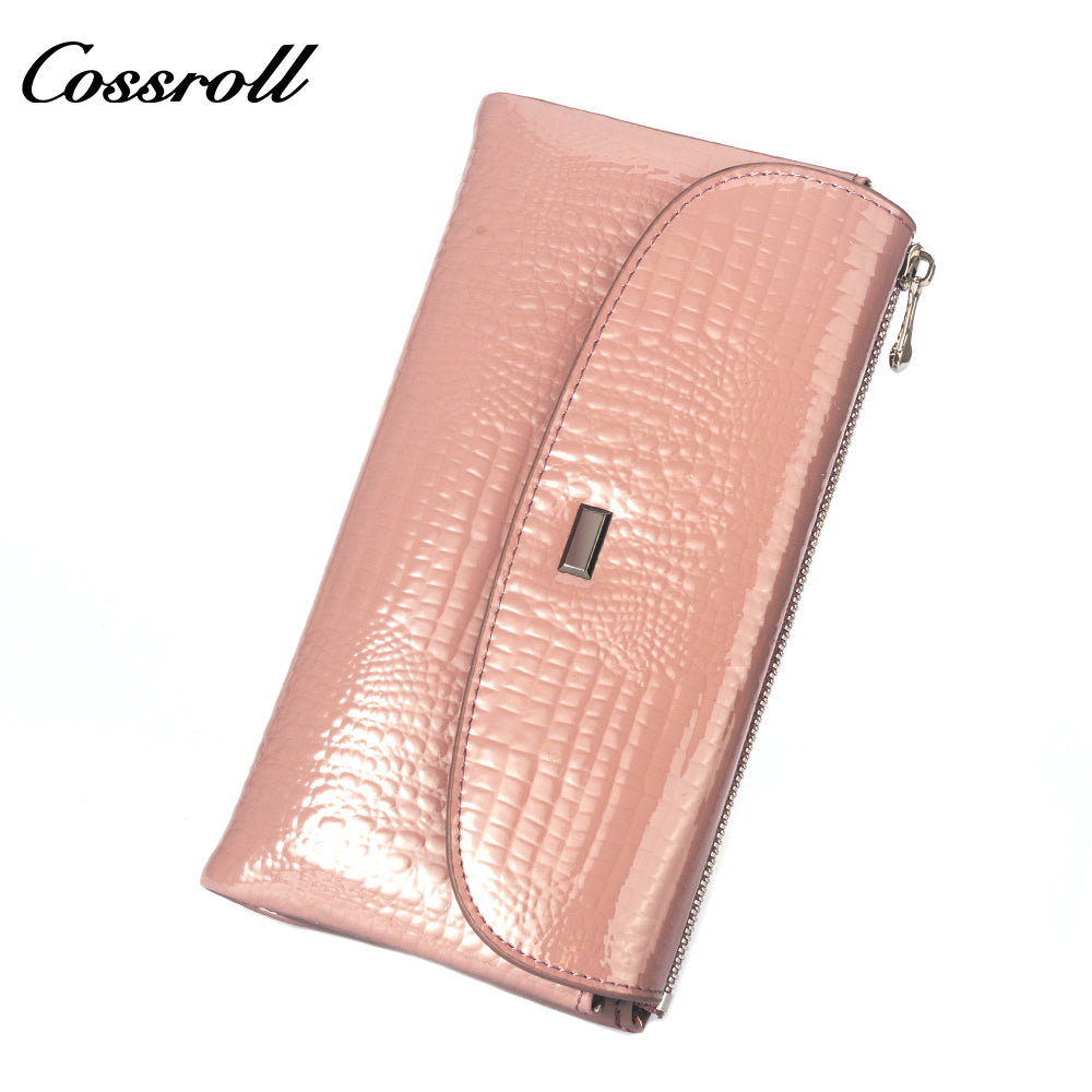 Best Selling Quality manufactory leather new wallet  crocodile texture patent leather