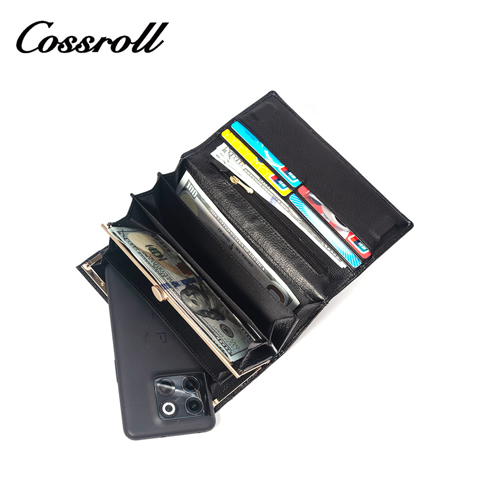 Long black leather wallet