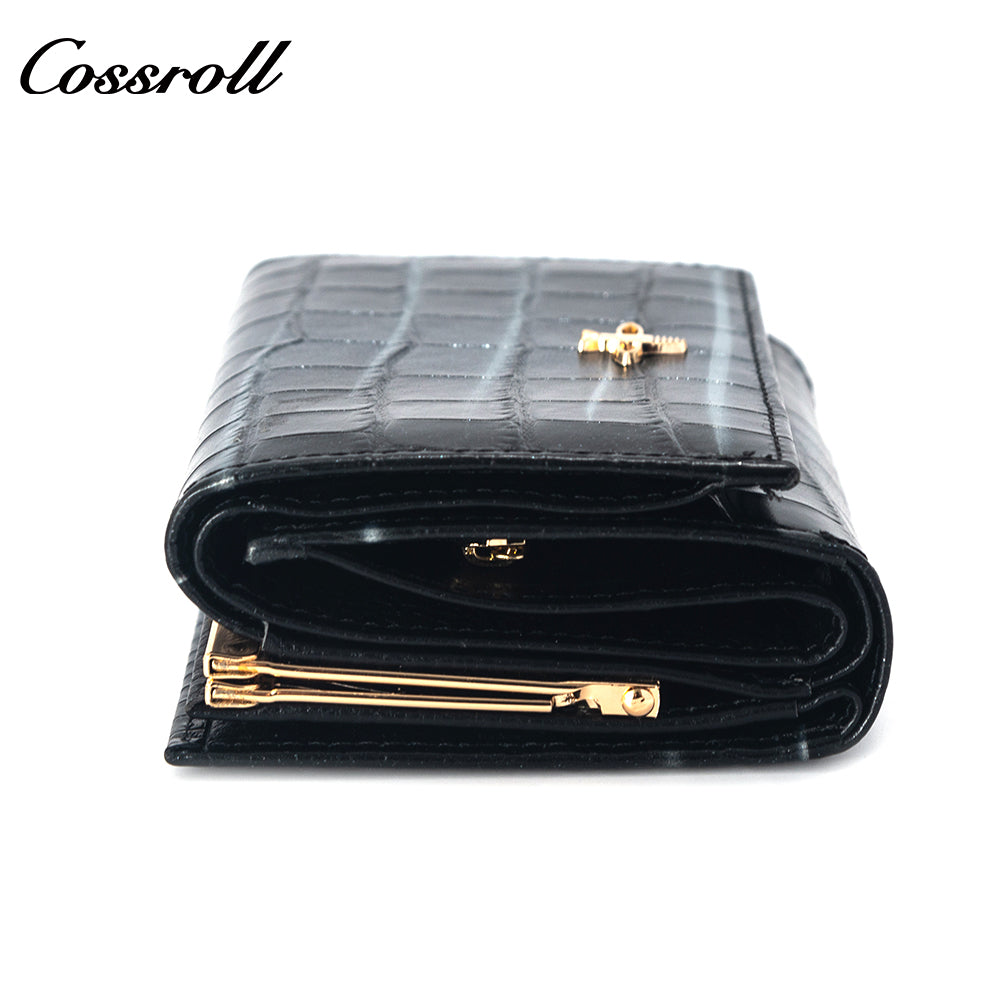 Customized Manufacturer  leather luxury  women small wallet crocodile texture Genuine Leather