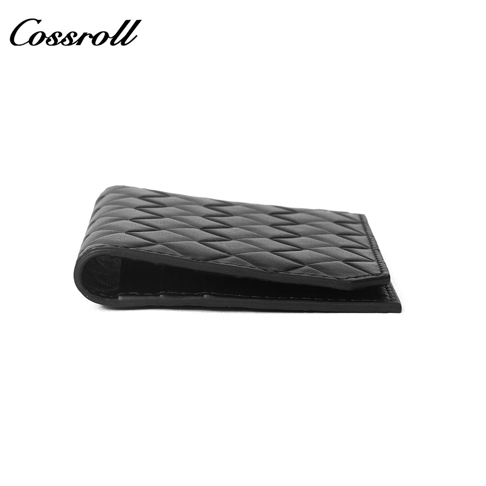 Diamond Quilted Genuine Leather Bifold Short Card Wallet, Multi-Slot Card Holder with Passport Pocket, Minimalist Bifold Purse for Daily Commute