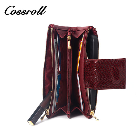 New Product Ideas wine red women's leather zip wallet With Favorable Discount