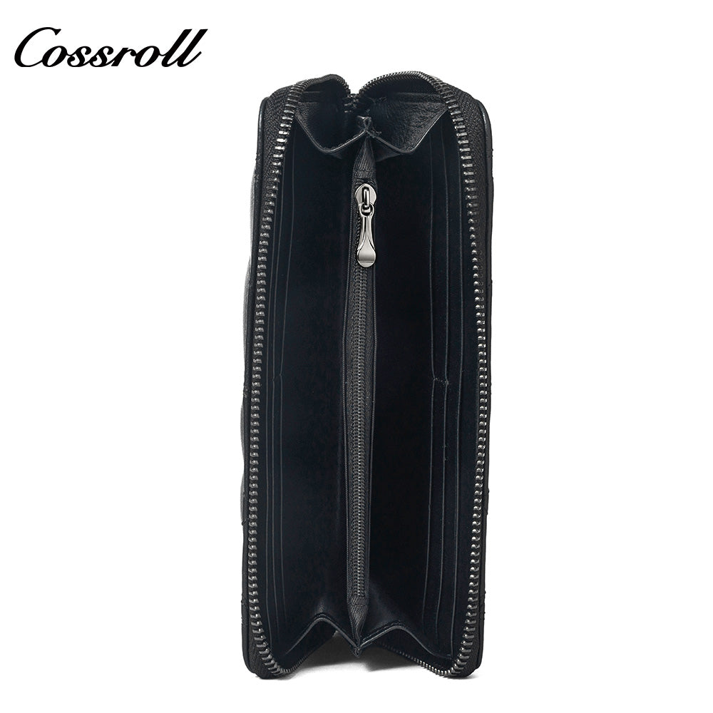 Women's Diagonal Quilted Long Zip Around Wallet, Genuine Leather Large Capacity Multi Card Slots Hand Purse, All-in-One Bag for ID Cards & Coins