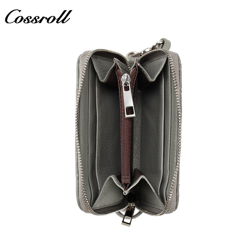 Chevron Quilted Genuine Leather Wristlet, Women's Litchi Grain Cowhide Coin Card Purse, Mini Zipper Hand Pouch